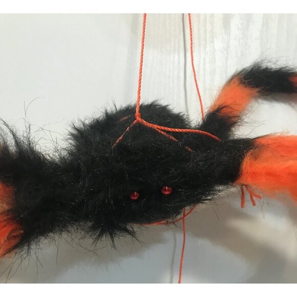 Giant Hairy Orange & Black Spider Halloween Decoration Adjustable Legs 22" Wide - Picture 4 of 7